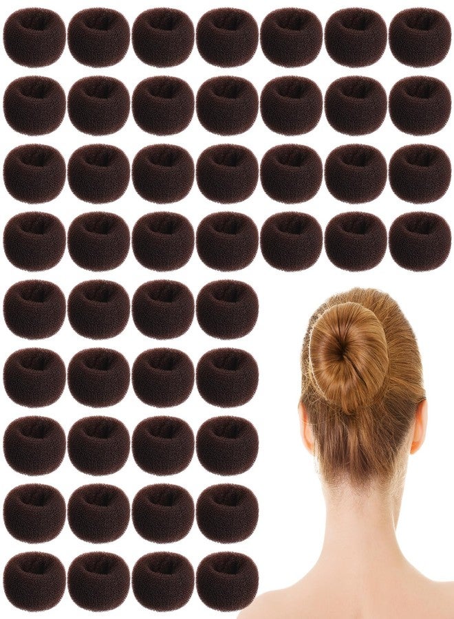 XunYee 48 Pcs Hair Donut Maker, Brown Large Hair Bun Rings for Ballet Style, Bulk Doughnut Shaper for Women and Girls(3 Inch) - Image 1